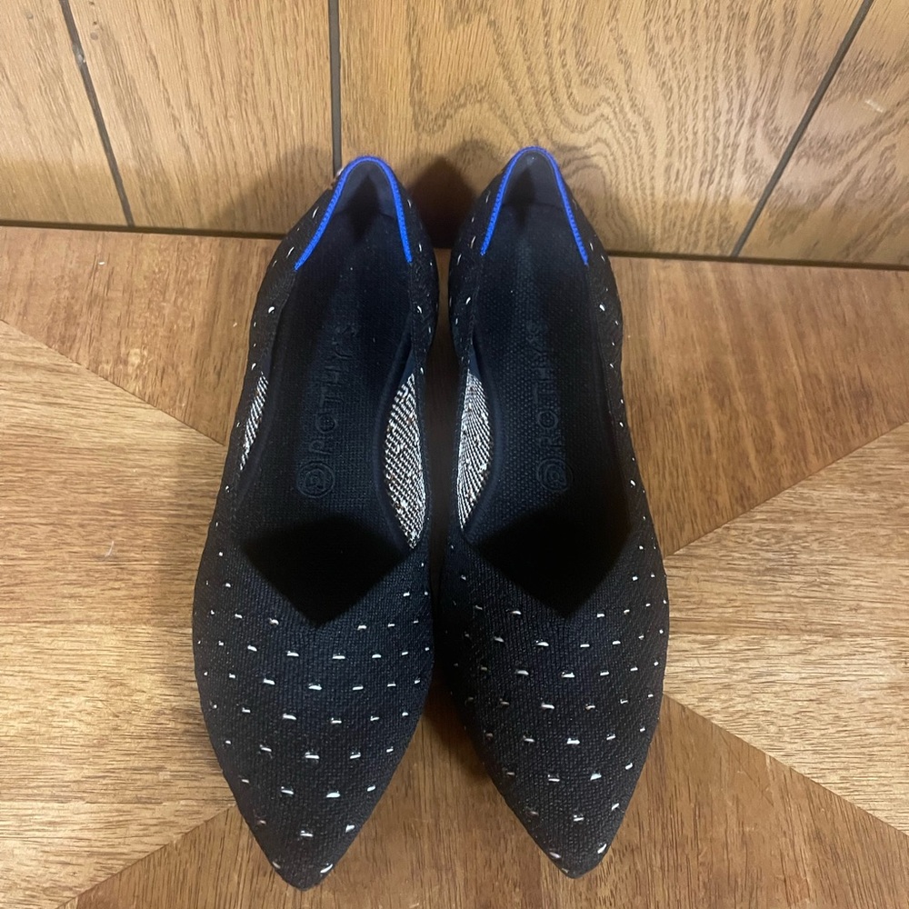 Rothy's Ivory Polka Point Black - Picture 12 of 15